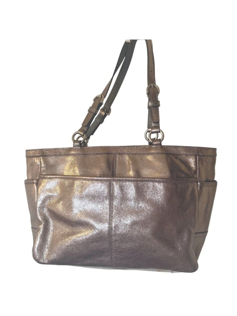 Coach Bronze Metallic Leather 2011 East West Tote Satchel F17721 - Picture 3 of 11